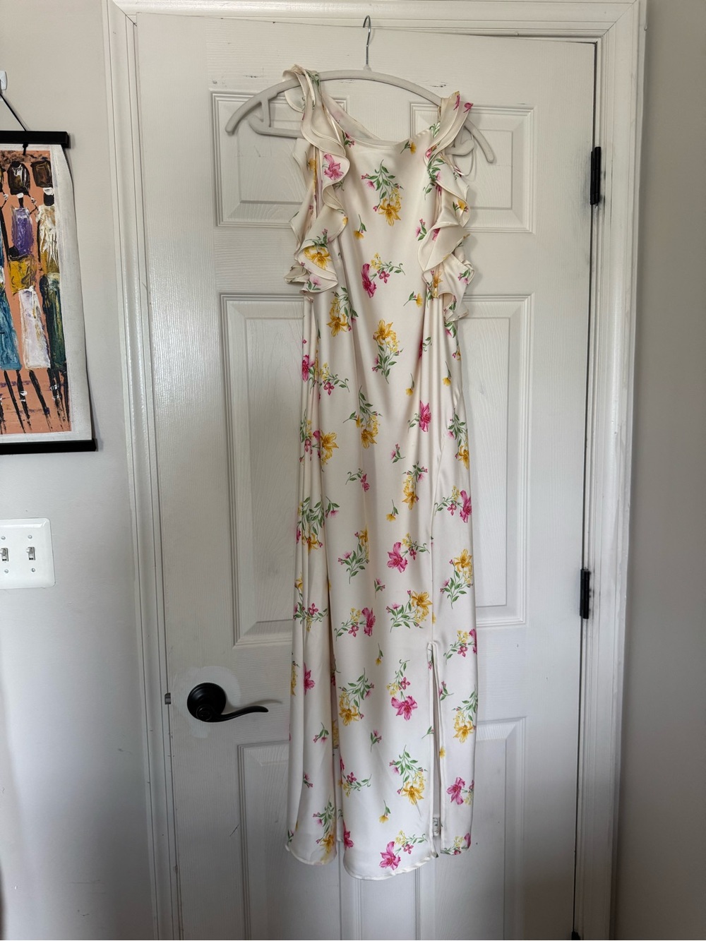 A New Day Cream Floral Ruffle Maxi Dress